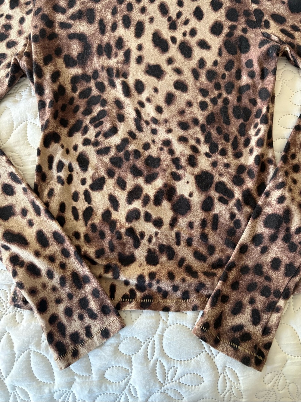 Dolce & Gabbana x SKIMS Leopard Cotton Jersey Long Sleeve Top Size M - Picture 7 of 13